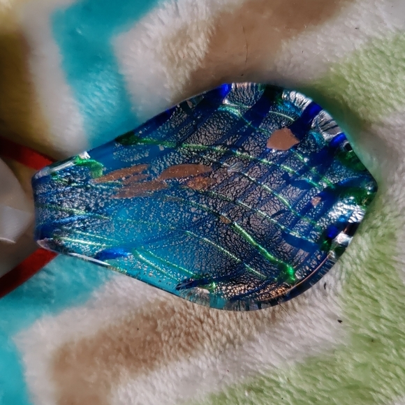 13. Made in Italy Murano Glass Necklace on Leather Cord - Picture 1 of 4